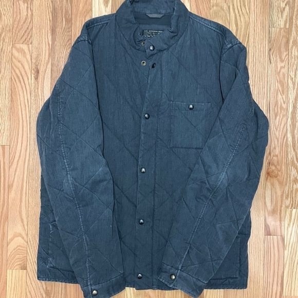 J. Crew Quilted Utility Jacket Mens XLT Navy Snap Button Workwear Style - Picture 1 of 10